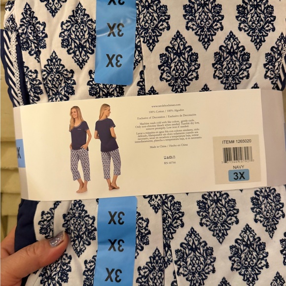 Midnight by Carole Hochman Navy and White 3-Piece Pajama Set - Picture 4 of 6